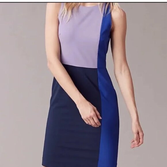 Size 2 Diane von Furstenberg Wool Panel Dress Purple, Navy, Blue (ABBA) - Picture 2 of 16